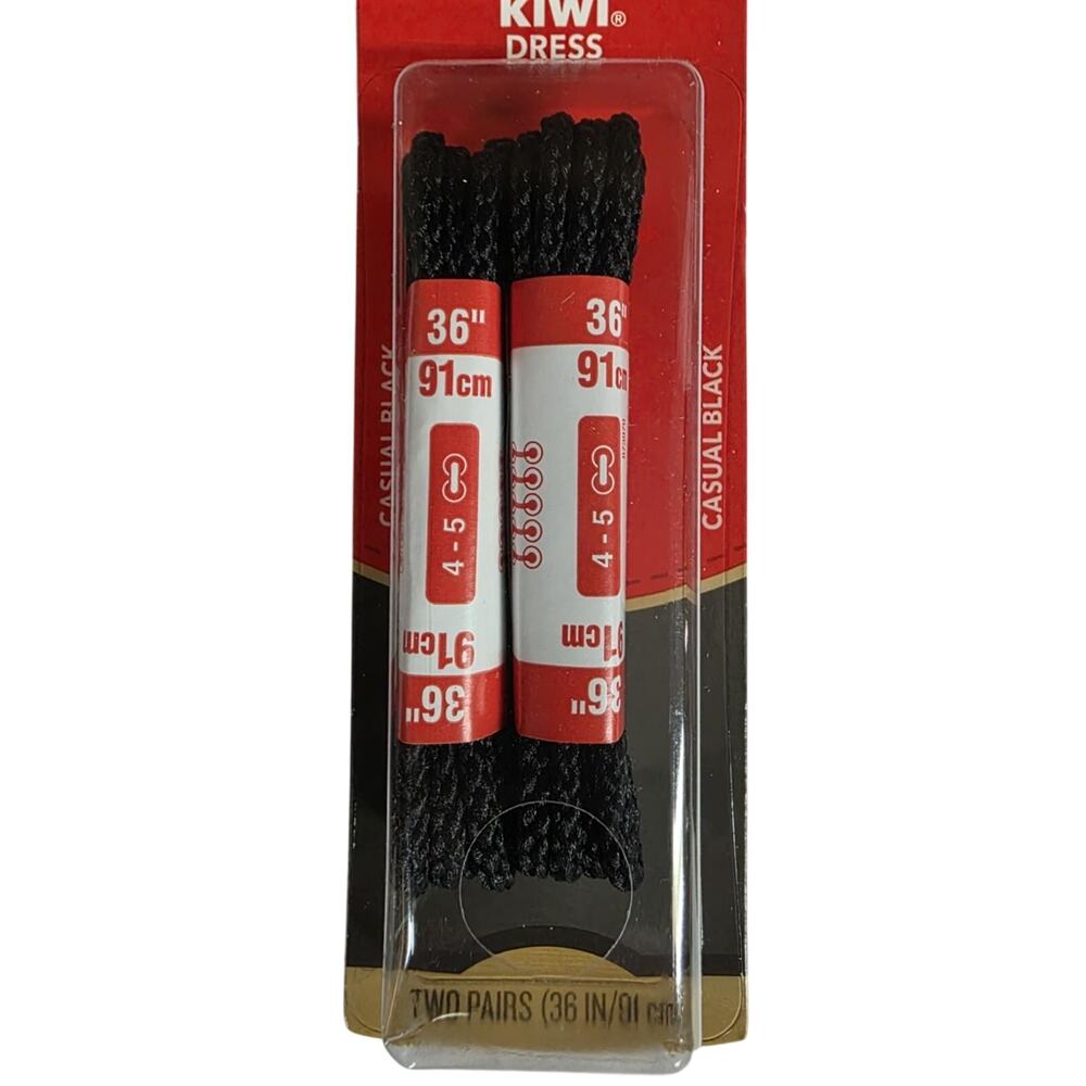 Kiwi Dress Laces Casual Black Shoe Lace 3 Pair 36-in / 91 Cm New